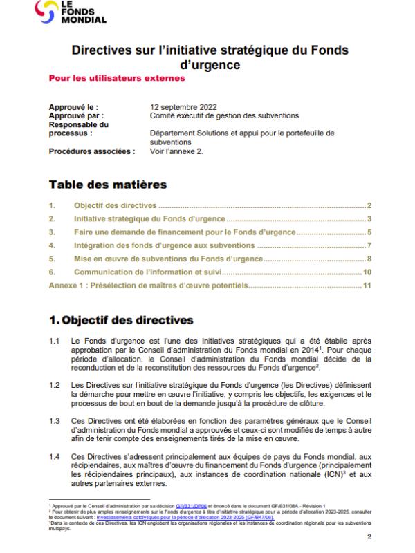 cover directives fonds urgence