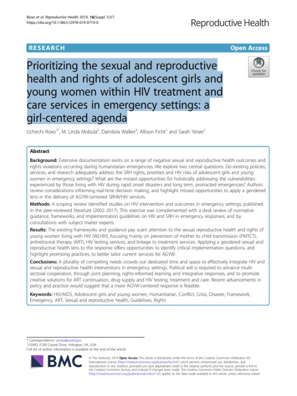 Picture - Prioritizing the SRHR of AGYW with_HIV_treatment_in_emergency_context
